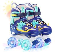 Dino Kids Toddler Roller Skates for Boys Girls Dinosaur Quad Skating Shoes with Shiny Light up Wheels Adjustable Sizes Beginners rollerskates for Birthday Xmas Gifts