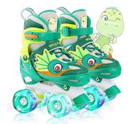 Dino Kids Toddler Roller Skates for Boys Girls Dinosaur Quad Skating Shoes with Shiny Light up Wheels Adjustable Sizes Beginners rollerskates for Birthday Xmas Gifts