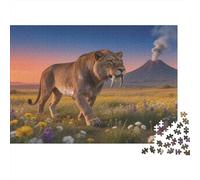 Dino Might 1000 Piece Jigsaw Puzzle Premium Paper Best Jigsaw Puzzles Smilodon Adult Puzzles Home Decor Adult Puzzle 38x26cm/1000pcs