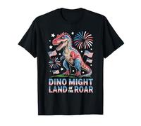 Dino Might Land of The Roar Patriotic T-Shirt
