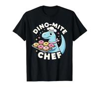 Dino-Mite Chef Cooking Dinosaur T-Rex Value Graphic T-Shirt, Men, Black, M