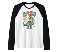 Dino-Mite Day with Smiling Dinosaur Kids Back to School Raglan Baseball Tee