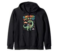 Dino-Mite Day with Smiling Dinosaur Kids Back to School Zip Hoodie