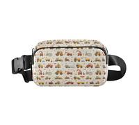 Dino Pattern Large Capacity Waist Bag Fanny Pack with Adjustable Strap for Travel Gym Work, Construction Vehicles Dump Truck Grader, One Size