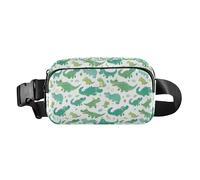 Dino Pattern Large Capacity Waist Bag Fanny Pack with Adjustable Strap for Travel Gym Work, Cute Cartoon Crocodile Alligator Watercolor, One Size