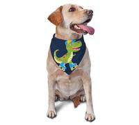Dino Playing Roller Skate Print Dog Bandana Scarf Adjustable Triangle Pet Bib Cat Kerchief Washable Puppy Neckerchief for Birthday Holiday Party