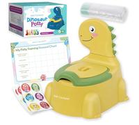 Dino Potty, Dinosaur Potty Training Set, Toilet Potty Seat for Boys & Girls with Splash Guard, Toddler, Lid & Comfortable Back Rest, Includes Free Liners & Reward Sticker Chart (Yellow)