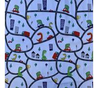 Dino Road Dinosaur White Printed Cotton Elastane Spandex Stretch Jersey Dress Craft Fabric for Dresses Tops Skirts Leggings Crafts | 55" - 140 cm Wide (per Metre)
