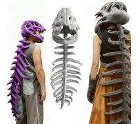 Dino Skeleton Plush, 2026 New Dinosaur Costume-3D Skeleton Design Themed Skull Cosplay Props (Gray-45in)