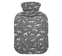 Dino Skeletons Dinosaurs Hot Water Bottle with Cover Hot Water Bottles for Pain Relief Hand Feet Warmer Heating Bottles for Sore Muscles Injuries, 2L