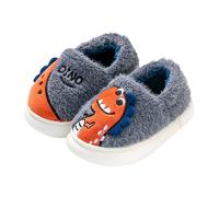 Dino Slippers for Toddler Slippers Closed Back Kids House Shoes Dinosaur Boys Girls Warm Slipper Anti-Slip Indoor Shoes Fall Winter Children Grey Footwear UK 12.5