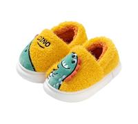 Dino Slippers for Toddler Slippers Closed Back Kids House Shoes Dinosaur Boys Girls Warm Slipper Anti-Slip Indoor Shoes Fall Winter Children Yellow Footwear UK 10