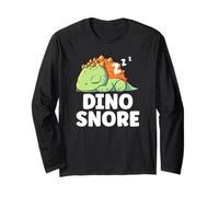 Dino Snore Funny Pun Sleeping Tired Napping Dinosaur Nap Long Sleeve T-Shirt