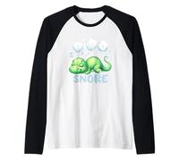 Dino Snore Sleeping Dinosaur Pajama Party Bedtime Slumber Raglan Baseball Tee