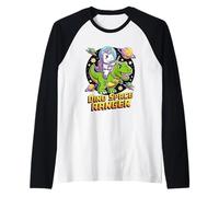 Dino Space Ranger - Unicorn Astronaut Riding T Rex Dinosaur Raglan Baseball Tee