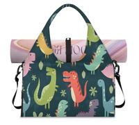 Dino Sports Duffel Bag for Women Men Cute Dino Weekend Overnight Bag with Shoe Compartment Shoulder Tote Luggage Bag for Yoga Gym Travel