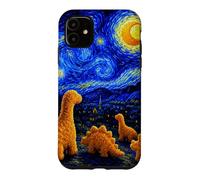 Dino Starry Night Dinosaur Chicken Nuggets Meme Painting Case for iPhone 11