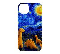 Dino Starry Night Dinosaur Chicken Nuggets Meme Painting Case for iPhone 14 Plus