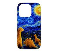 Dino Starry Night Dinosaur Chicken Nuggets Meme Painting Case for iPhone 14 Pro