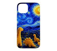 Dino Starry Night Dinosaur Chicken Nuggets Meme Painting Case for iPhone 15 Plus
