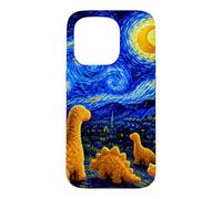 Dino Starry Night Dinosaur Chicken Nuggets Meme Painting Case for iPhone 15 Pro