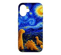 Dino Starry Night Dinosaur Chicken Nuggets Meme Painting Case for iPhone 16