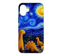 Dino Starry Night Dinosaur Chicken Nuggets Meme Painting Case for iPhone 16 Plus