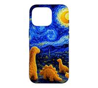 Dino Starry Night Dinosaur Chicken Nuggets Meme Painting Case for iPhone 16 Pro