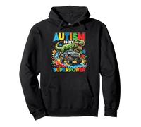 Dino T-Rex Autism Awareness is My Super Power Women Kids Pullover Hoodie