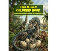 Dino World Coloring Book for Kids: 40 Amazing Realistic Dinosaur Coloring Pages with Jungle Adventures, Ocean Giants & Epic Scenes for Kids Ages 4-10