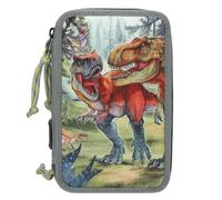 Dino World - Triple Pencil Case Bite - Grey-Green Toy NEW