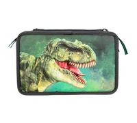 Dino World Green With 3d Effect (0412475) Triple Pocket Pencil Case Green Men