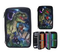 Dino World - Triple Pencil Case With Led - Galaxy NEW
