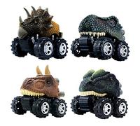 DINOBROS Pull Back Dinosaur Car Toys 4 Pack Dino Toys for 3 Year Old Boys and Toddlers T-Rex Dinosaur Games Monster Trucks