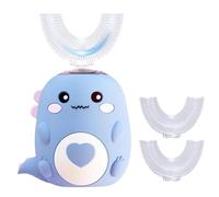 DinoBrush 360° Kids Ultrasonic Toothbrush, Cartoon Dinosaur U Shaped Ultrasonic Toothbrush, Kids Electric Rechargeable Waterproof Tooth Brush for Age 2-12 Years Boys and Girls (Blue)