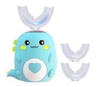 DinoBrush 360° Kids Ultrasonic Toothbrush, Cartoon Dinosaur U Shaped Ultrasonic Toothbrush, Kids Electric Rechargeable Waterproof Tooth Brush for Age 2-12 Years Boys and Girls (Green)