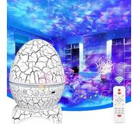 Dinoglow 4 in 1 Northern Lights Projector, Dinosaur Egg Star Projector with Wireless Music Player, Night Light with White Noise Gift for Kids