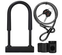 DINOKA Bike U Lock, Anti-Cut D Lock Bicycle Lock with 1.2m Flex Cable and Mounting Bracket, High Security for Bicycle, E-Sctooer and Motocycles