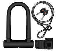 DINOKA Bike U Lock, Anti-Cut D Lock Bicycle Lock with 1.2m Flex Cable and Mounting Bracket, High Security for Bicycle, E-Sctooer and Motocycles