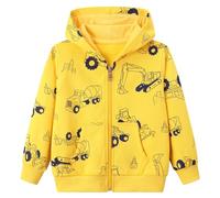 Dinopjs Boys Hoodie Excavator Bulldozer Tractor Long Sleeve Cotton Casual Hooded Sweatshirt Tops Truck Engineering Vehicle Shirts Clothes Zipper Hoodies Warm Coats for Kids, Yellow