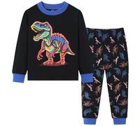 Dinopjs Boys Pyjamas Set Cotton Dinosaur Prints Sleepwear Pjs Boys' Long Sleeves Nightwear 2 Piece Outfit Pajama Children Sleep Wear Spring, Autumn, Winter Clothes for Kids, Black