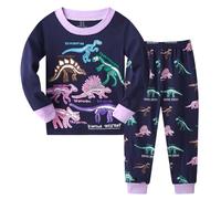 Dinopjs Girl's Pyjama Sets Cotton Dinosaur Pjs Kids Long Sleeve Christmas Pajamas Children Outfit for 2-7 Years Toddler Sleepwear Clothes