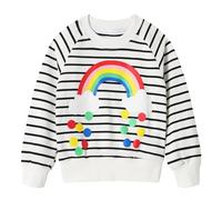 Dinopjs Girls Sweatshirt Rainbow Stripe Pullover Tops Kids Cotton Shirt Jumper Long Sleeved Christmas Clothes for Children 3-8 Years