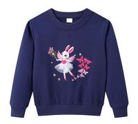Dinopjs Girls Sweatshirts, Cute Angel Rabbit Magic Wand Butterfly Flower Hooded Clothes, Cotton Autumn and Winter Long Sleeve Tops, Casual Pullover Warm Shirts Sweatshirt for Kids, Dark Blue