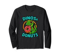 Dinos and Donuts Cute Funny Graphic Design Long Sleeve T-Shirt