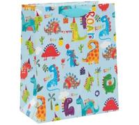 Glick Luxury Gift Bag, Dinosaur Roar Birthday Large Celebration Bag with Dinosaurs for Boys, Paper Salad Juniors Multi-Colour, 260w x 315h x 135d mm,Blue