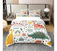 Dinosaur 100% Cotton Duvet Cover Super King Size 3D Dino Print Bedding 100% Cotton Set for Kids Boys Girls Teens Room Decor Jungle Dino Comforter Cover Set Wild Animal Bedspread Cover 3Pcs Zipper