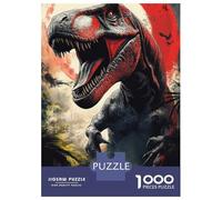 Dinosaur 1000 Pc Eco-Friendly Paper Dark T-Rex Puzzle Adult Hobbyists Portable Mind Decompression Hours Entertainment 52x38cm/1000pcs