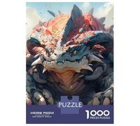 Dinosaur 1000 Pc Jigsaw Dino Battle Scene Puzzle Family with Kids 8+ Finished Wall Decor Vibrant HD Printing Fade-Resistant 52x38cm/1000pcs