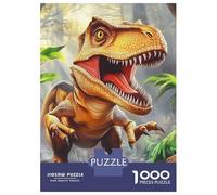 Dinosaur 1000 Pc Sturdy Paper Board Roaring Jungle T-Rex Puzzle Family with Kids 8+ Wall Decor Vibrant Colors 52x38cm/1000pcs